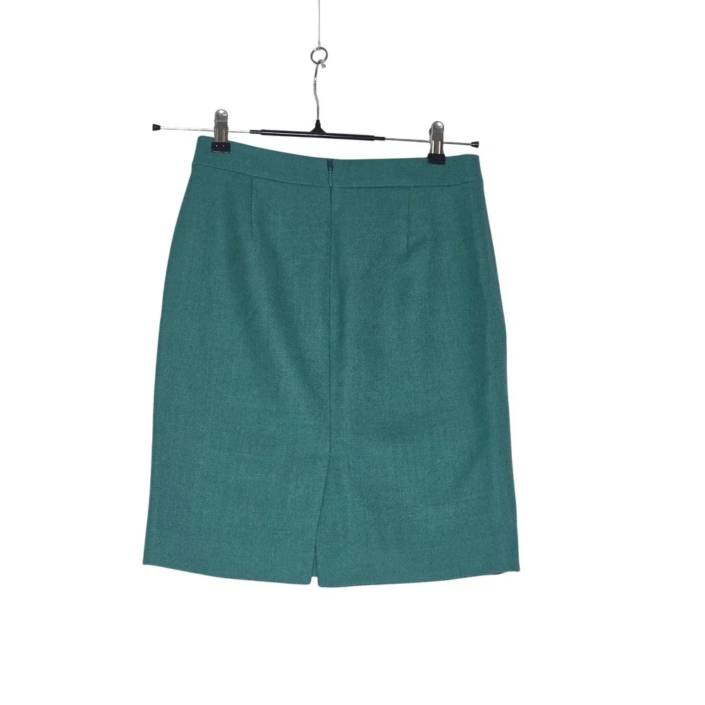 J.Crew No. 2 Pencil Skirt 100% Wool Teal Green Petite 2 Professional Office Wear